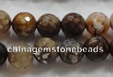 CAA802 15.5 inches 12mm faceted round fire crackle agate beads