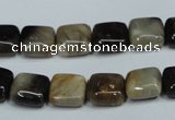 CAA951 15.5 inches 10*10mm square natural fossil wood agate beads