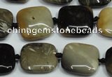 CAA954 15.5 inches 20*20mm square natural fossil wood agate beads