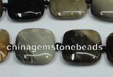 CAA955 15.5 inches 25*25mm square natural fossil wood agate beads