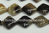 CAA956 15.5 inches 12*12mm diamond natural fossil wood agate beads