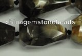 CAA970 28*40mm faceted teardrop natural fossil wood agate beads