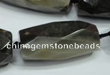 CAA973 18*30mm - 18*40mm faceted column natural fossil wood agate beads