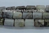 CAB132 15.5 inches 8*10mm column bamboo leaf agate beads