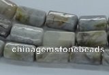 CAB134 15.5 inches 8*16mm faceted column bamboo leaf agate beads