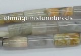 CAB135 15.5 inches 8*16mm flat column bamboo leaf agate beads