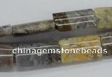 CAB137 15.5 inches 12*20mm flat column bamboo leaf agate beads