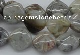 CAB155 15.5 inches 14*14mm diamond bamboo leaf agate beads