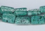 CAB166 15.5 inches 10*14mm rectangle green crazy lace agate beads