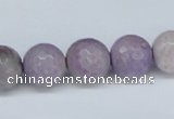 CAB182 15.5 inches 12mm faceted round purple crazy lace agate beads