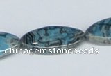 CAB218 15.5 inches 15*30mm horse eye cyan crazy lace agate beads