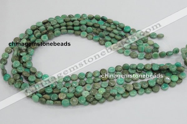 CAB25 15.5 inches 8mm coin green grass agate gemstone beads