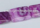 CAB287 15.5 inches 18*25mm rectangle fuchsia crazy lace agate beads
