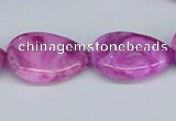 CAB303 15.5 inches 18*25mm flat teardrop fuchsia crazy lace agate beads