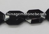 CAB325 15.5 inches 18*24mm faceted octagonal black agate gemstone beads