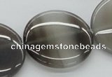 CAB352 15.5 inches 35mm flat round grey agate gemstone beads