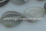 CAB359 15.5 inches 18*25mm flat teardrop grey agate gemstone beads