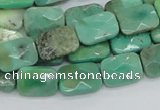 CAB36 15.5 inches 10*14mm faceted rectangle green grass agate beads