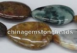 CAB369 15.5 inches 25*35mm flat teardrop ocean agate gemstone beads