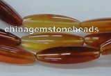 CAB482 15.5 inches 8*30mm faceted rice red agate beads wholesale