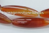 CAB484 15.5 inches 12*40mm faceted rice red agate beads wholesale
