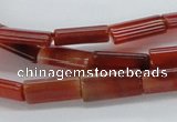CAB486 15.5 inches 8*16mm flat tube red agate beads wholesale