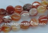 CAB488 15.5 inches 10mm flat round red agate beads wholesale