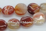 CAB489 15.5 inches 14mm flat round red agate beads wholesale