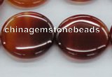 CAB492 15.5 inches 25mm flat round red agate beads wholesale