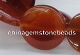 CAB493 15.5 inches 30mm flat round red agate beads wholesale