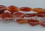 CAB500 15.5 inches 10*14mm hexagon red agate beads wholesale