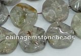 CAB571 15.5 inches 20mm wavy coin silver needle agate gemstone beads