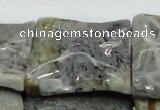 CAB587 15.5 inches 40*40mm wavy square silver needle agate beads