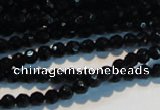 CAB782 15.5 inches 4mm faceted round black agate gemstone beads