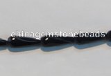 CAB798 15.5 inches 5*16mm faceted teardrop black gemstone agate beads