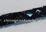 CAB802 15.5 inches 12*12mm faceted square black gemstone agate beads