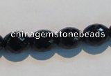 CAB817 15.5 inches 10*12mm faceted rice black agate gemstone beads