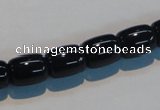 CAB819 15.5 inches 10*12mm drum black agate gemstone beads wholesale