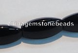 CAB822 15.5 inches 12*24mm rice black agate gemstone beads wholesale