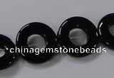 CAB854 15.5 inches 18mm donut black agate gemstone beads wholesale