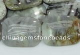 CAB88 15.5 inches 22*30mm rectangle silver needle agate gemstone beads