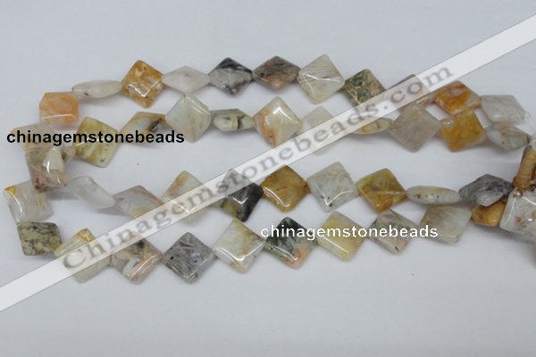 CAG1105 15.5 inches 14*14mm diamond bamboo leaf agate beads