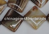 CAG1328 15.5 inches 20*20mm diamond line agate gemstone beads