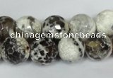 CAG1538 15.5 inches 12mm faceted round fire crackle agate beads