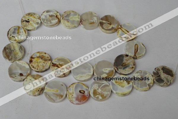 CAG1570 15.5 inches 18mm coin fire crackle agate beads wholesale