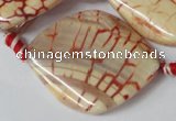 CAG1593 15.5 inches 30*38mm twisted marquise fire crackle agate beads