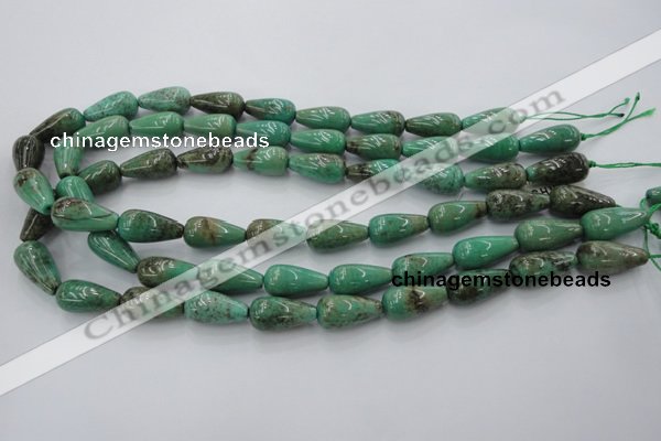 CAG1601 15.5 inches 10*20mm teardrop green grass agate gemstone beads