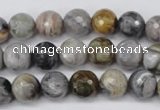 CAG1750 15.5 inches 8mm faceted round silver needle agate beads