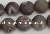 CAG1845 15.5 inches 16mm round matte druzy agate beads whholesale
