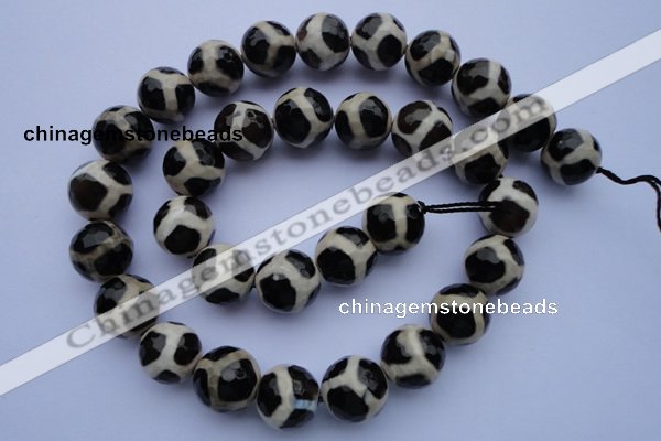 CAG1871 15.5 inches 8mm faceted round tibetan agate beads wholesale